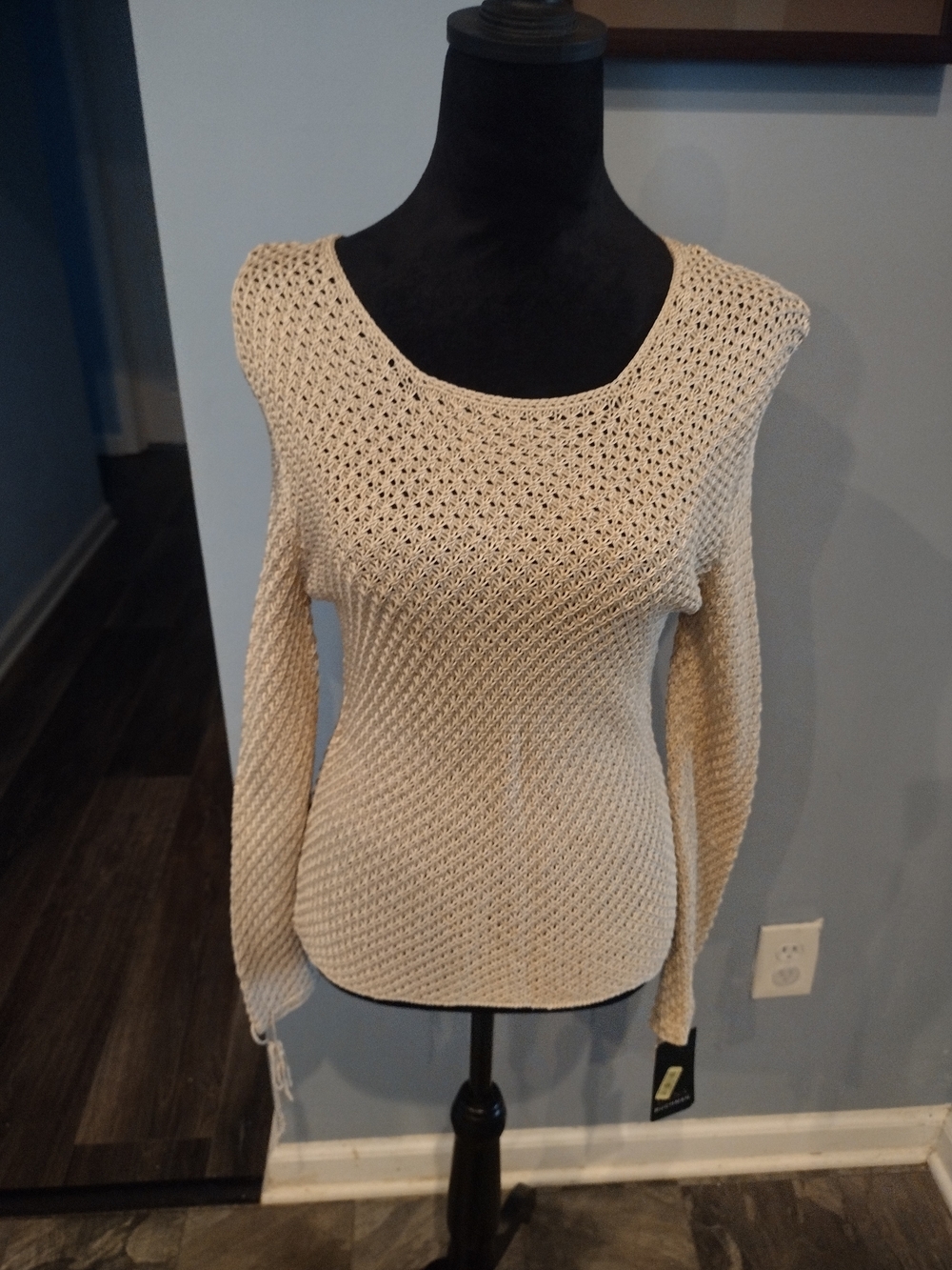 NWT Dana Buchman Cream Scoop Neck Open-Knit Sweater